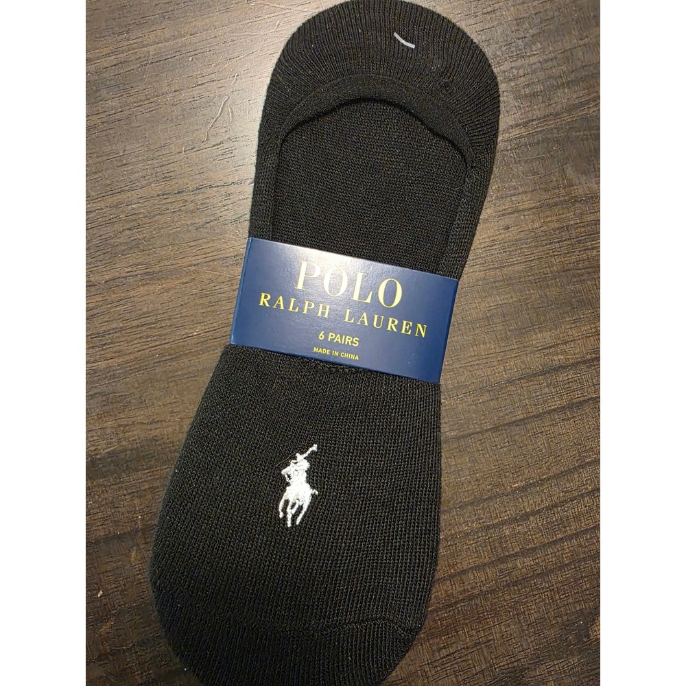 Polo Ralph Lauren Womens 6 Pair No Show Liner Socks Black White Pony 4-10.5 - Picture 2 of 7